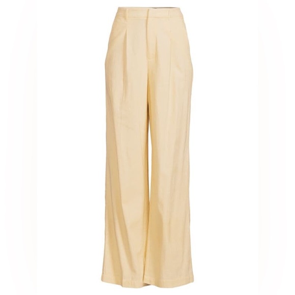 NWT Joe's Jeans Flaunt Wide Leg Pleated Trousers in Summer Melon (Butter Yellow) - Picture 1 of 4
